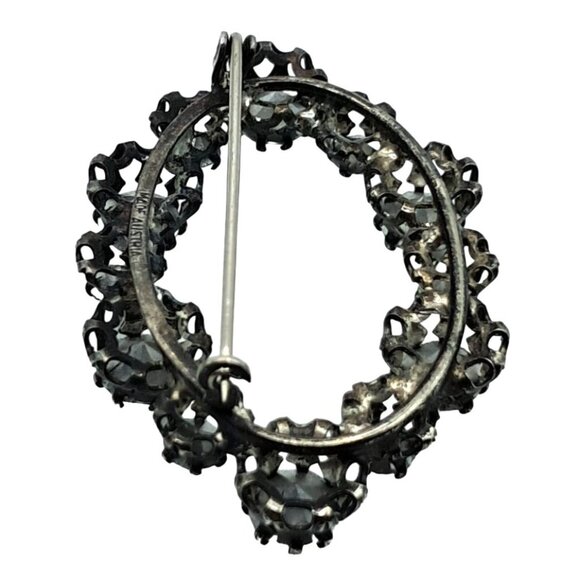 Austria Clear Rhinestone Brooch Old C Clasp Signed Vintage Costume Jewelry - Picture 11 of 11